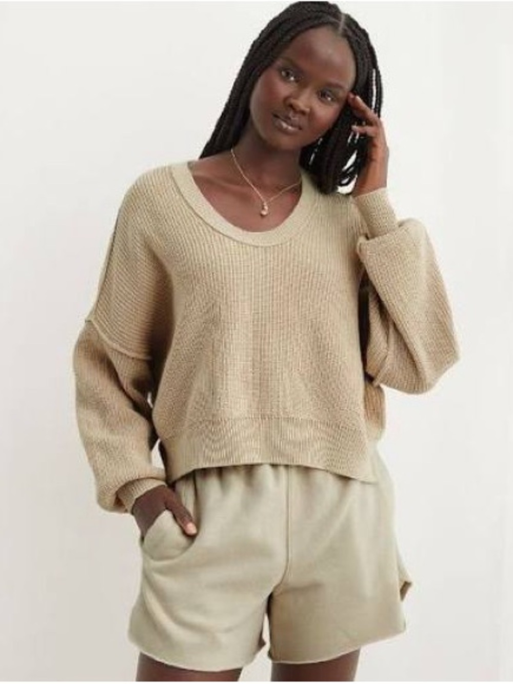 Aerie Beyond Cropped Sweater beige - Picture 2 of 2